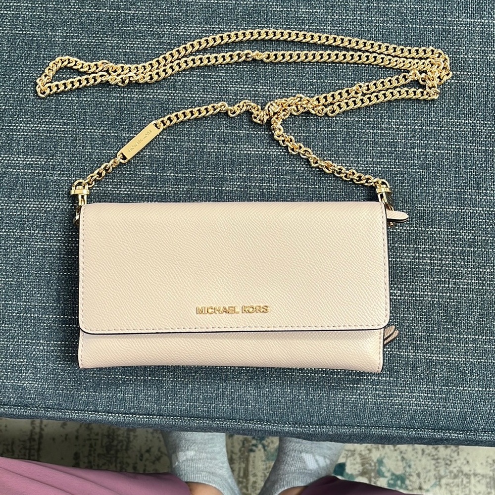 Michael Kors Cream and Gold Clutch Wristlet